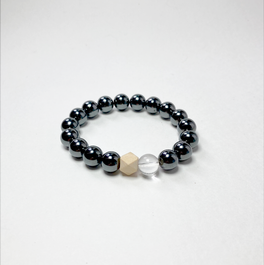 Hematite x Clear Quartz Gemstone Bracelet - Focus